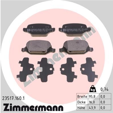 ZIMMERMANN 23517.160.1 Brake Pad Set, disc brake