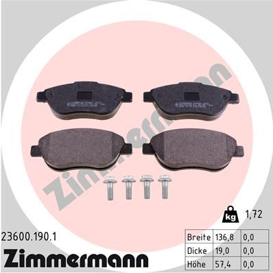 ZIMMERMANN 23600.190.1 Brake Pad Set, disc brake