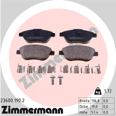 ZIMMERMANN 23600.190.2 Brake Pad Set, disc brake