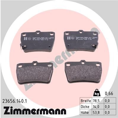 ZIMMERMANN 23656.140.1 Brake Pad Set, disc brake