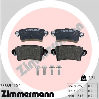 Brake Pad Set, disc brake ZIMMERMANN 23669.170.1