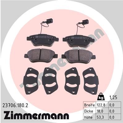 ZIMMERMANN 23706.180.2 Brake Pad Set, disc brake