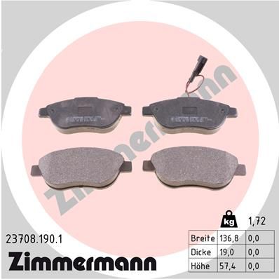 Brake Pad Set, disc brake ZIMMERMANN 23708.190.1