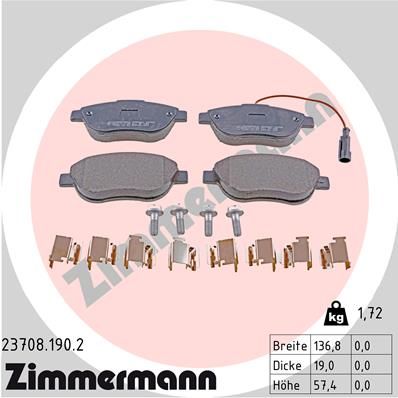 ZIMMERMANN 23708.190.2 Brake Pad Set, disc brake