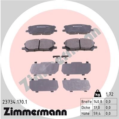 ZIMMERMANN 23734.170.1 Brake Pad Set, disc brake