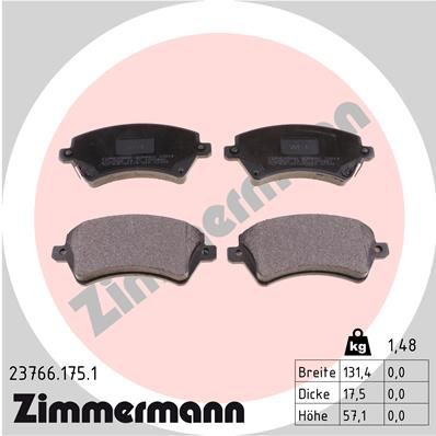 Brake Pad Set, disc brake ZIMMERMANN 23766.175.1