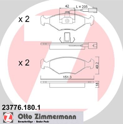 ZIMMERMANN 23776.180.1 Brake Pad Set, disc brake