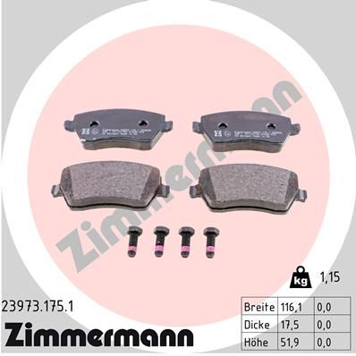 Brake Pad Set, disc brake ZIMMERMANN 23973.175.1