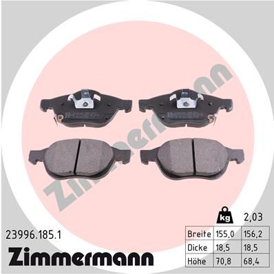 ZIMMERMANN 23996.185.1 Brake Pad Set, disc brake