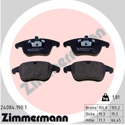 Brake Pad Set, disc brake ZIMMERMANN 24084.190.1