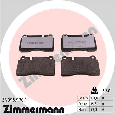 Brake Pad Set, disc brake ZIMMERMANN 24098.970.1