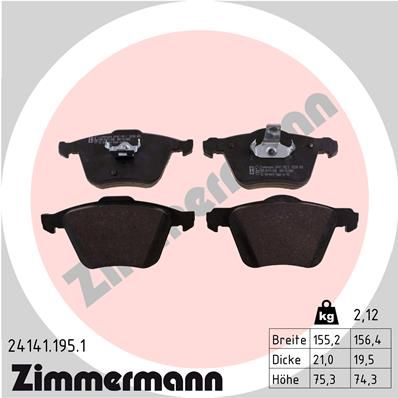 Brake Pad Set, disc brake ZIMMERMANN 24141.195.1