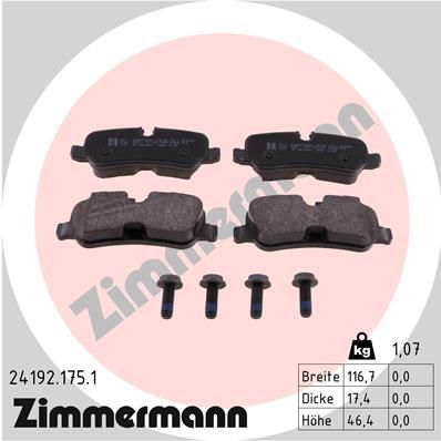 Brake Pad Set, disc brake ZIMMERMANN 24192.175.1