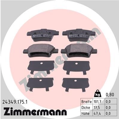 ZIMMERMANN 24349.175.1 Brake Pad Set, disc brake