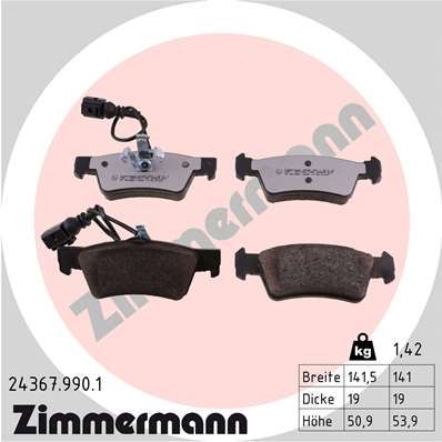 ZIMMERMANN 24367.990.1 Brake Pad Set, disc brake