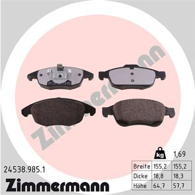 Brake Pad Set, disc brake ZIMMERMANN 24538.985.1