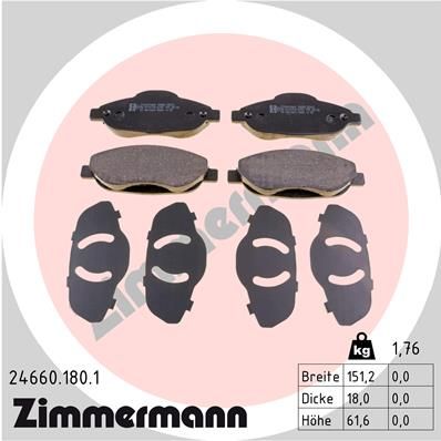 Brake Pad Set, disc brake ZIMMERMANN 24660.180.1