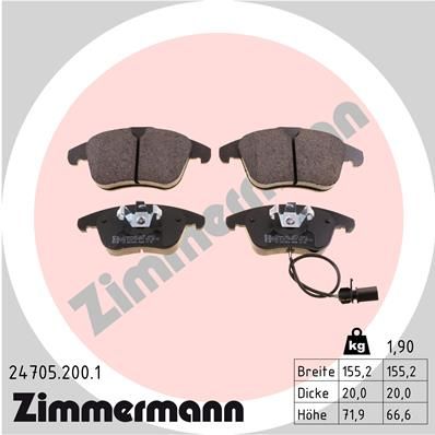 Brake Pad Set, disc brake ZIMMERMANN 24705.200.1