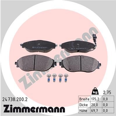 Brake Pad Set, disc brake ZIMMERMANN 24738.200.2