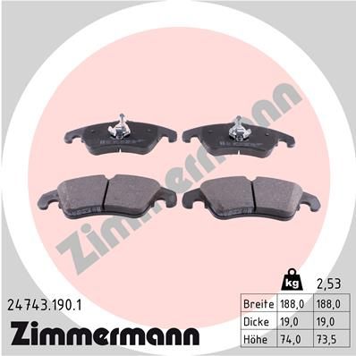 ZIMMERMANN 24743.190.1 Brake Pad Set, disc brake