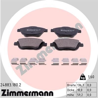 Brake Pad Set, disc brake ZIMMERMANN 24883.180.2