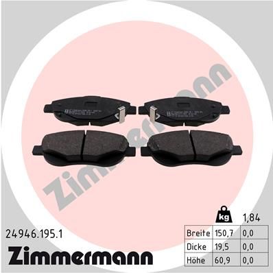 ZIMMERMANN 24946.195.1 Brake Pad Set, disc brake