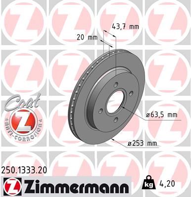 Brake Disc ZIMMERMANN 250.1333.20