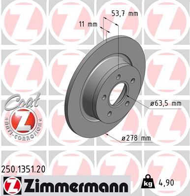 Brake Disc ZIMMERMANN 250.1351.20