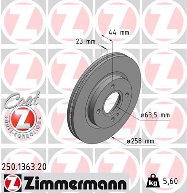 Brake Disc ZIMMERMANN 250.1363.20