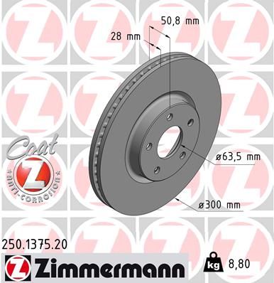 Brake Disc ZIMMERMANN 250.1375.20