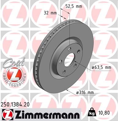 Brake Disc ZIMMERMANN 250.1384.20