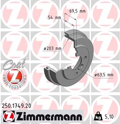 Brake Drum ZIMMERMANN 250.1749.20