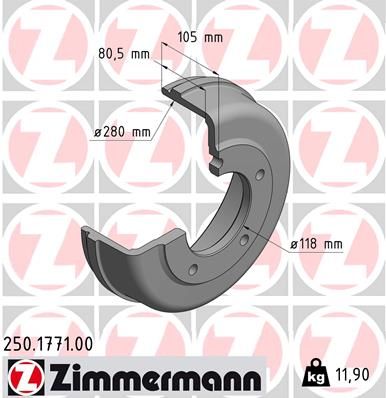 Brake Drum ZIMMERMANN 250.1771.00