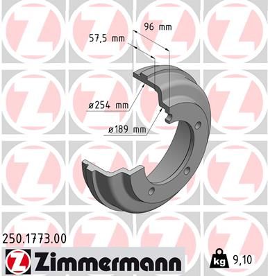 Brake Drum ZIMMERMANN 250.1773.00