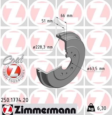 Brake Drum ZIMMERMANN 250.1774.20