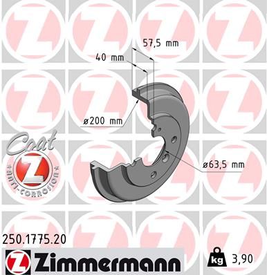 Brake Drum ZIMMERMANN 250.1775.20