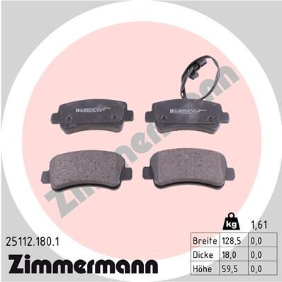 ZIMMERMANN 25112.180.1 Brake Pad Set, disc brake