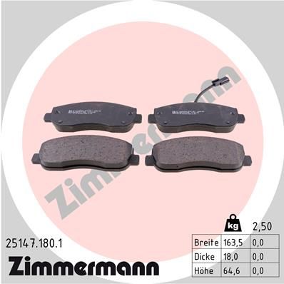 ZIMMERMANN 25147.180.1 Brake Pad Set, disc brake