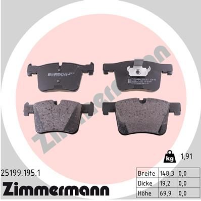 Brake Pad Set, disc brake ZIMMERMANN 25199.195.1