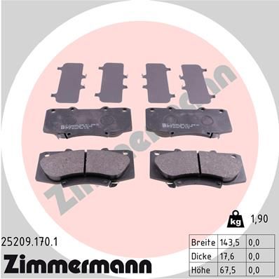 Brake Pad Set, disc brake ZIMMERMANN 25209.170.1