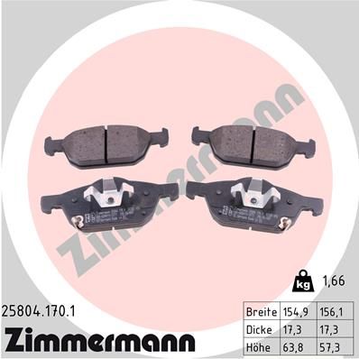 ZIMMERMANN 25804.170.1 Brake Pad Set, disc brake