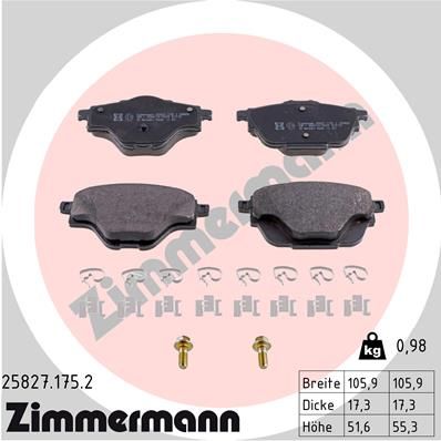 Brake Pad Set, disc brake ZIMMERMANN 25827.175.2