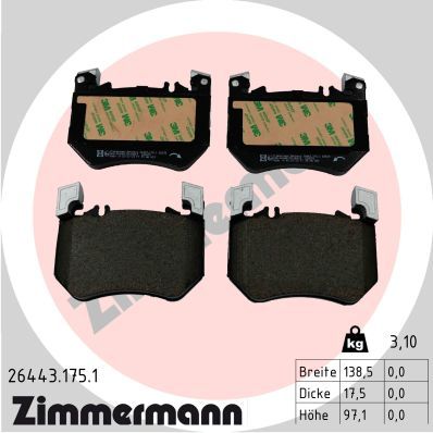 Brake Pad Set, disc brake ZIMMERMANN 26443.175.1