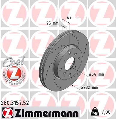 ZIMMERMANN 280.3157.52 Brake Disc