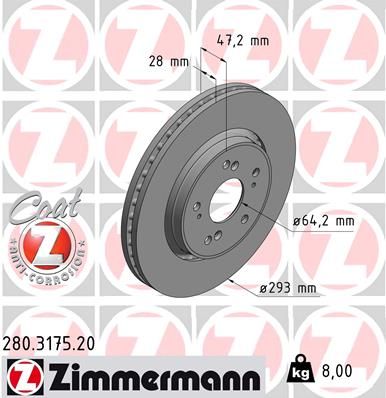 Brake Disc ZIMMERMANN 280.3175.20