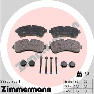 Brake Pad Set, disc brake ZIMMERMANN 29200.205.1