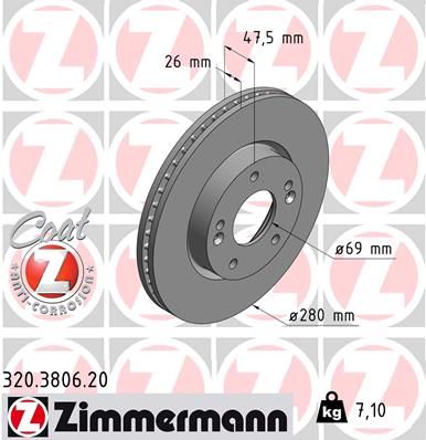 ZIMMERMANN 320.3806.20 Brake Disc