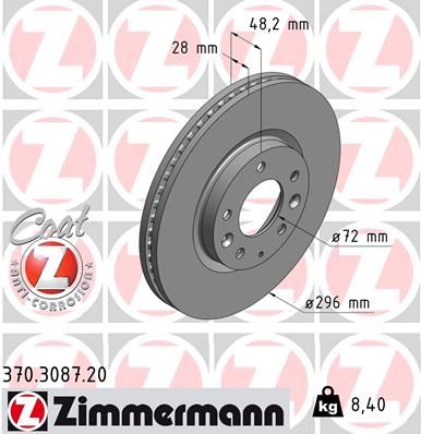 Brake Disc ZIMMERMANN 370.3087.20