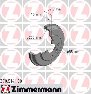 Brake Drum ZIMMERMANN 370.5141.00