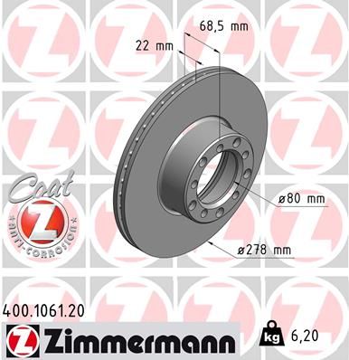 Brake Disc ZIMMERMANN 400.1061.20